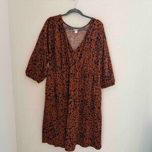 AVA & VIV Brown and Black Animal Print Midi Dress - 1x Plus size - Target